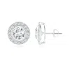 Angara Lab-grown Solitaire Bezel-set Round Diamond Halo Stud Earrings In White Gold/f-g
