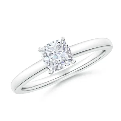 Angara Lab-grown Solitaire Cushion Diamond Tapered Shank Engagement Ring In Metallic
