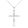 Angara Lab-grown Solitaire Diamond Bow Cross Pendant In Platinum/f-g