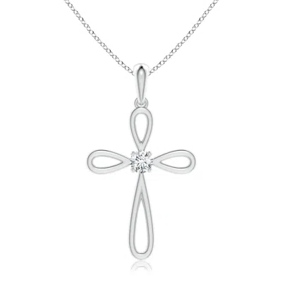 Angara Lab-grown Solitaire Diamond Bow Cross Pendant In Metallic