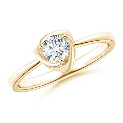 Angara Lab-grown Solitaire Diamond Floral Ring In Gold