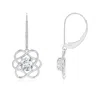 Angara Lab-grown Solitaire Diamond Intertwined Flower Dangle Earrings In Platinum/f-g