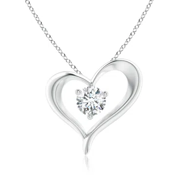 Angara Lab-grown Solitaire Diamond Ribbon Heart Pendant In Metallic