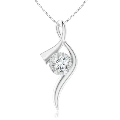 Angara Lab-grown Solitaire Diamond Ribbon Pendant In Metallic
