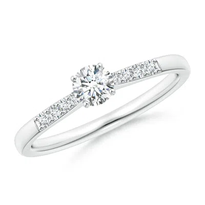 Angara Lab-grown Solitaire Diamond Tapered Shank Engagement Ring With Accents In Metallic