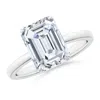 Angara Lab-grown Solitaire Emerald-cut Diamond Classic Engagement Ring In Platinum/f-g
