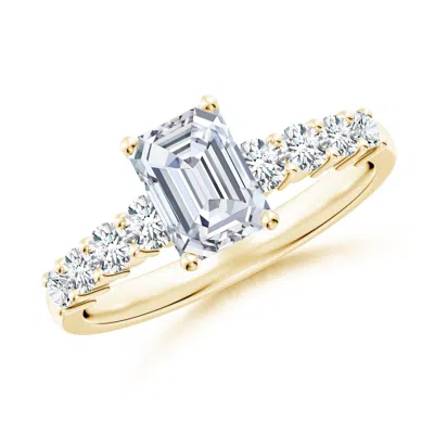 Angara Lab-grown Solitaire Emerald-cut Diamond Graduated Engagement Ring In Gold