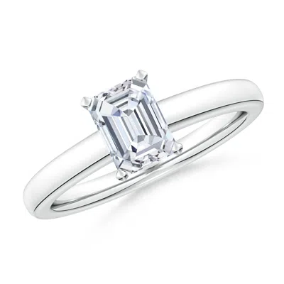 Angara Lab-grown Emerald-cut Diamond Knife-edge Shank Trellis Engagement Ring In Metallic