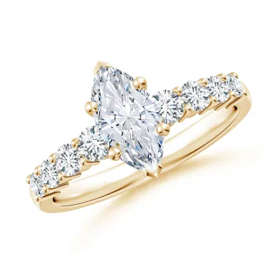 Angara Lab-grown Solitaire Marquise Diamond Graduated Engagement Ring In Gold