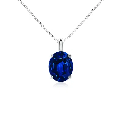 Angara Lab-grown Solitaire Oval Blue Sapphire Classic Pendant
