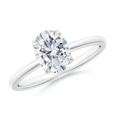 Angara Lab-grown Solitaire Oval Diamond Classic Engagement Ring In Metallic