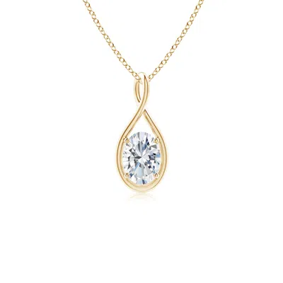 Angara Lab-grown Solitaire Oval Diamond Twist Bale Pendant In Gold