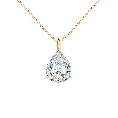 Angara Lab-grown Solitaire Pear Diamond Classic Pendant In Gold