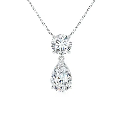 Angara Lab-grown Solitaire Pear Diamond Drop Pendant With Accent In Metallic