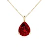 Angara Lab-grown Solitaire Pear Ruby Classic Pendant In Yellow Gold/deep Rich Red