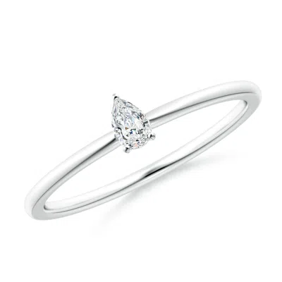 Angara Lab-grown Solitaire Pear-shaped Diamond Engagement Ring In Metallic