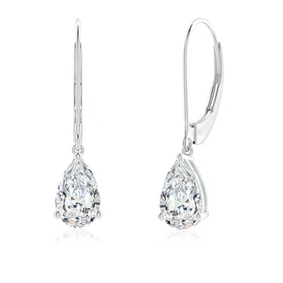 Angara Lab-grown Solitaire Pear-shaped Diamond Leverback Earrings In Metallic