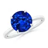 Angara Lab-grown Solitaire Round Blue Sapphire Classic Engagement Ring In White Gold/deep Rich Blue
