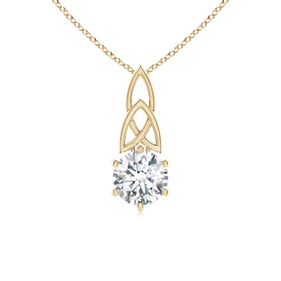 Angara Lab-grown Solitaire Round Diamond Celtic Knot Pendant In Gold