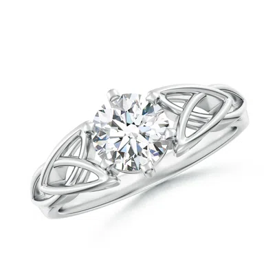 Angara Lab-grown Solitaire Round Diamond Celtic Knot Ring In Metallic