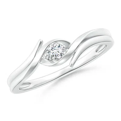 Angara Lab-grown Solitaire Round Diamond Ribbon Bypass Ring In White