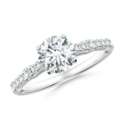 Angara Lab-grown Solitaire Round Diamond Station Engagement Ring In Metallic