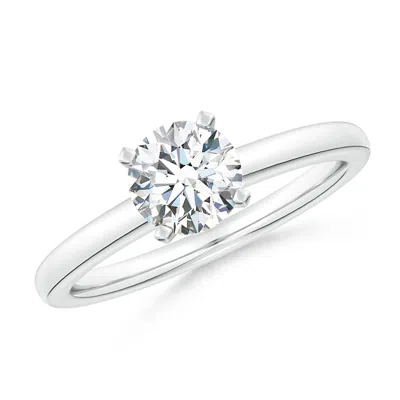 Angara Lab-grown Solitaire Round Diamond Tapered Shank Engagement Ring In Metallic