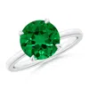 Angara Lab-grown Solitaire Round Emerald Classic Engagement Ring In White Gold/rich Green
