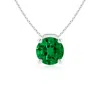Angara Lab-grown Solitaire Round Emerald Floating Pendant In Platinum/rich Green