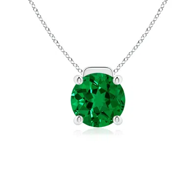 Angara Lab-grown Solitaire Round Emerald Floating Pendant In Metallic