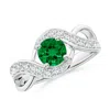 Angara Lab-grown Solitaire Round Emerald Infinity Promise Ring In White Gold/rich Green