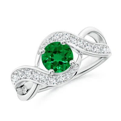Angara Lab-grown Solitaire Round Emerald Infinity Promise Ring In Metallic