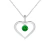 Angara Lab-grown Solitaire Round Emerald Open Heart Pendant In White Gold/rich Green