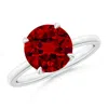 Angara Lab-grown Solitaire Round Ruby Classic Engagement Ring In White Gold/deep Rich Red