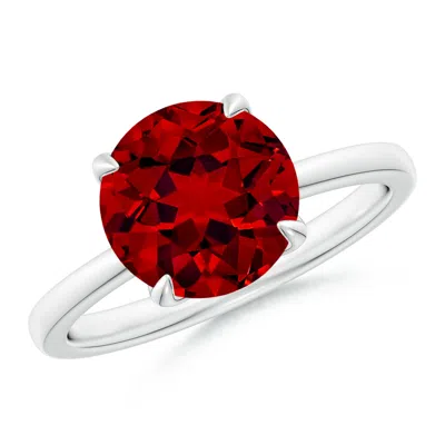 Angara Lab-grown Solitaire Round Ruby Classic Engagement Ring In Red