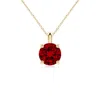 Angara Lab-grown Solitaire Round Ruby Classic Pendant In Yellow Gold/deep Rich Red