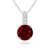 Angara Lab-grown Solitaire Round Ruby Pendant With Diamond Bale In White Gold/deep Rich Red