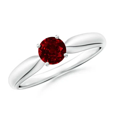 Angara Lab-grown Solitaire Round Ruby Tapered Shank Ring In Metallic