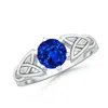 Angara Lab-grown Solitaire Round Sapphire Celtic Knot Ring In White Gold/deep Rich Blue