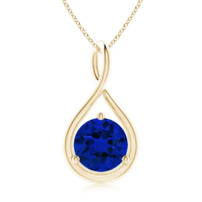 Angara Lab-grown Solitaire Round Sapphire Infinity Twist Pendant In Blue