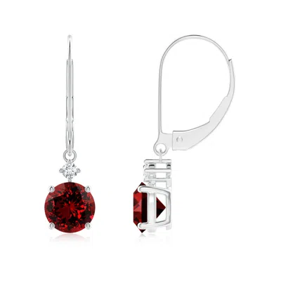 Angara Lab-grown Solitaire Ruby Dangle Earrings With Lab Diamond In Red