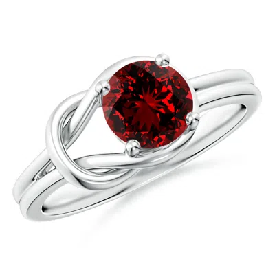 Angara Lab-grown Solitaire Ruby Infinity Knot Ring In Metallic