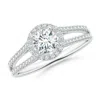 Angara Lab-grown-split Shank Round Diamond Halo Engagement Ring