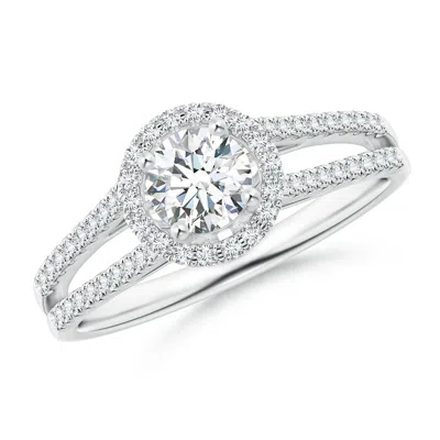 Angara Lab-grown-split Shank Round Diamond Halo Engagement Ring