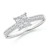 Angara Lab-grown Square Cluster Diamond Engagement Ring In White Gold/f-g