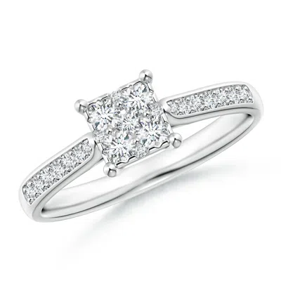 Angara Lab-grown Square Cluster Diamond Engagement Ring In Metallic