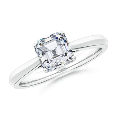 Angara Lab-grown Square Emerald-cut Diamond Knife-edge Shank Trellis Engagement Ring In Metallic