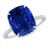 Angara Lab-grown Thin Shank Cushion Sapphire Ring With Lab Diamond Accents In White Gold/deep Rich Blue