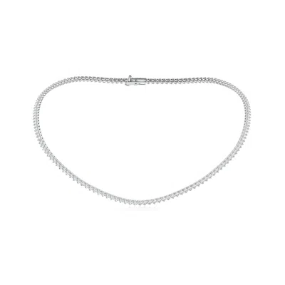 Angara Lab-grown-three-prong Set Diamond Tennis Necklace In Metallic