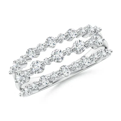 Angara Lab-grown Three Row Alternating Diamond Anniversary Ring In Metallic